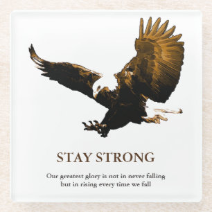 Bleibe Strong Bald Eagle Motivierend Artwork Glasuntersetzer