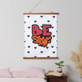 Bleibe Strong Typografy Wandteppich Mit Holzrahmen (Schlafzimmer)