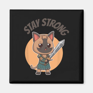 Bleibe Strong Warrior Cat Magnet