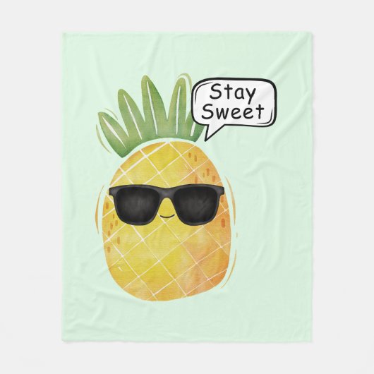 Bleibe Sweet Pineapa Cartoon Spaß Fleecedecke (Vorderseite)