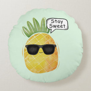Bleibe Sweet Pineapa Cartoon Spaß Rundes Kissen