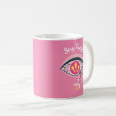 Bleibe Trippy Eye Pink Floral Psychedelic Kaffeetasse (VorderseiteRechts)