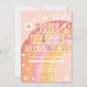 Bleibe Trippy Little Hippie Groovy Rainbow Birthda Einladung (Vorderseite)