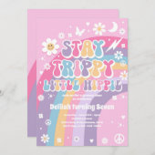 Bleibe Trippy Little Hippie Groovy Rainbow Birthda Einladung (Vorne/Hinten)