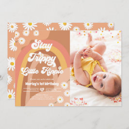 Bleibe Trippy Little Hippie Retro Daisy Birthday I Einladung