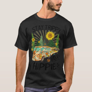 Bleibe Trippy Little Hippie Vintag Van Peace Sign T-Shirt