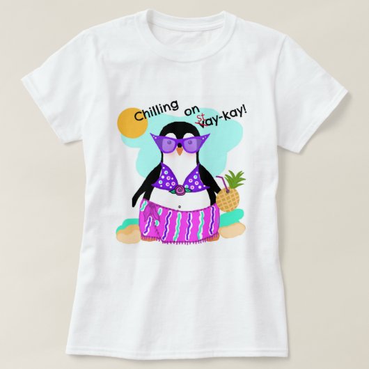 Bleibe (Urlaub) Pinguin T - SHIRT (Design vorne)
