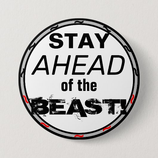 Bleibe vor der Beast Red Black Geometric Button (Vorderseite)