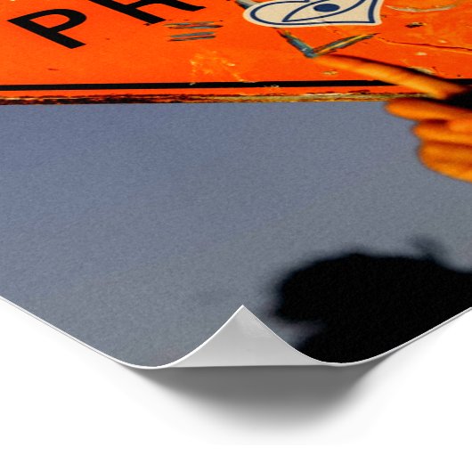 Bleibe vorhanden, Orange Road Sign Graffiti Poster (Ecke)