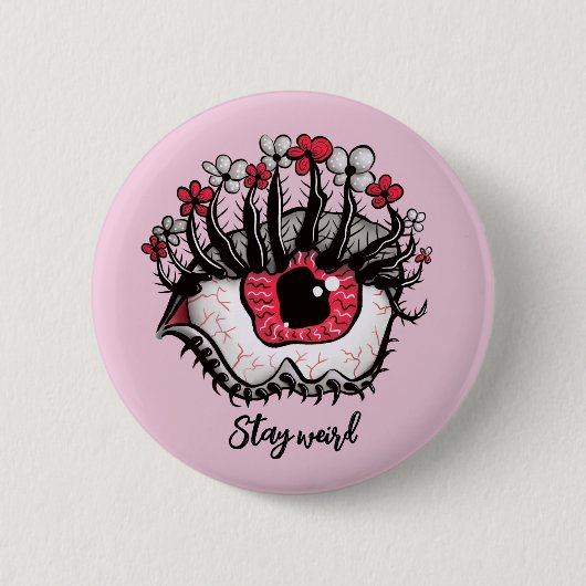 Bleibe Weiher Horror Pastel Goth Eye Macabre Pink Button (Vorderseite)