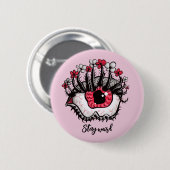 Bleibe Weiher Horror Pastel Goth Eye Macabre Pink Button (Vorne & Hinten)