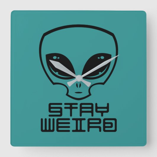 Bleibe Weird Alien Head Quadratische Wanduhr (Vorderseite)