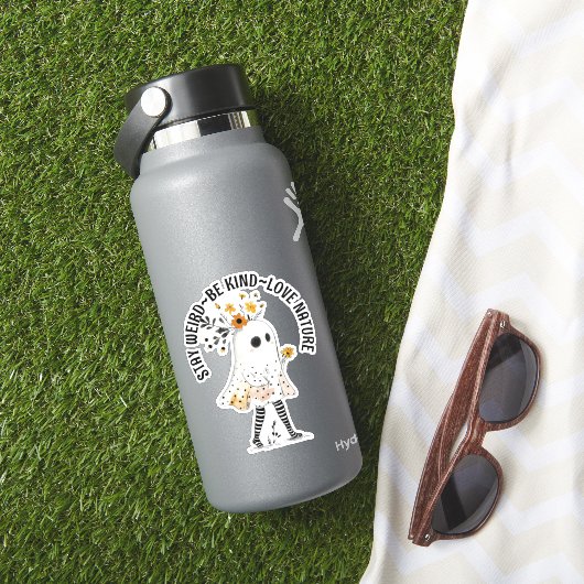 Bleibe Weird~Be Kind~Liebe Nature Whimsical Ghost Aufkleber (HydroFlask Insitu)