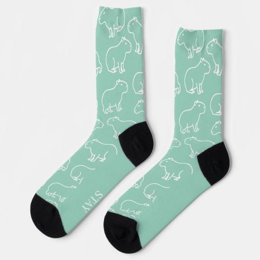 Bleibe Weird Funny Capybara Muster Socken (Linkes Detail)