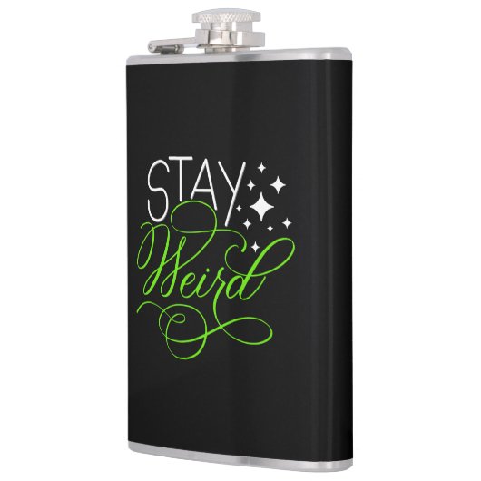 Bleibe Weird Introvert, Geek, Nerd Flachmann (Links)