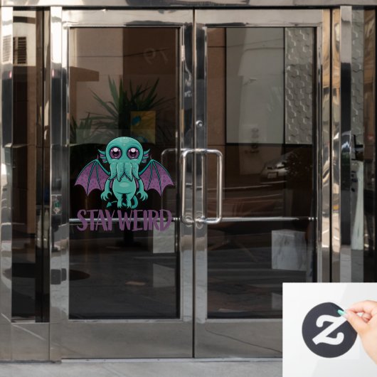 Bleibe Weird Niedlich Cthulhu Monster Fensteraufkleber (Büro Tür)