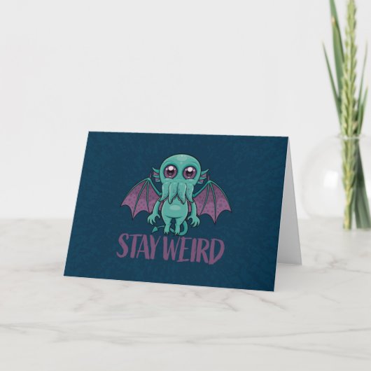 Bleibe Weird Niedlich Cthulhu Monster Karte (Vorderseite)