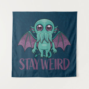 Bleibe Weird Niedlich Cthulhu Monster Wandteppich