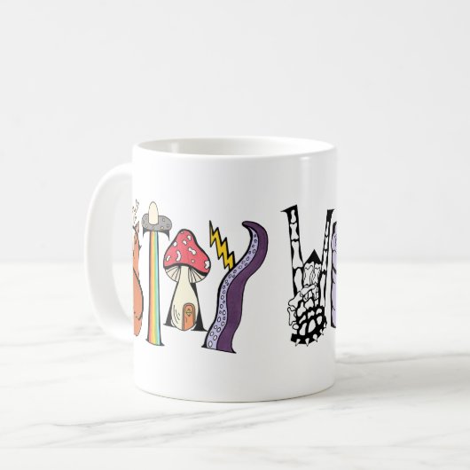 Bleibe Weird-Tasse Kaffeetasse (Vorderseite Links)