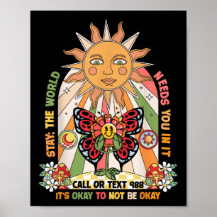 Bleibe Weltanfragen Sie nennen 988 Suizidpräventio Poster