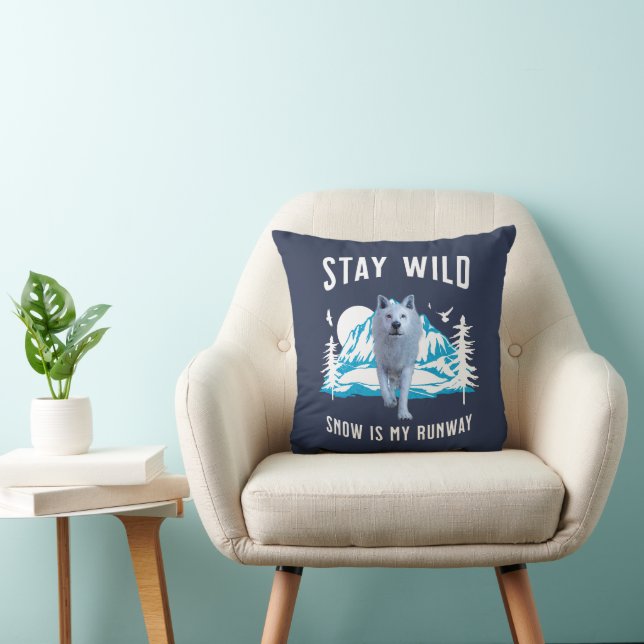 Bleibe Wild Arctic Wolf Kissen (Stuhl )