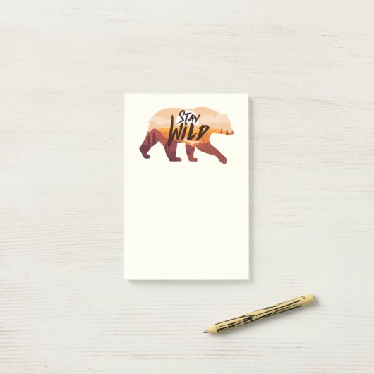 Bleibe Wild Bear Post-it Klebezettel (Auf Schreibtisch)