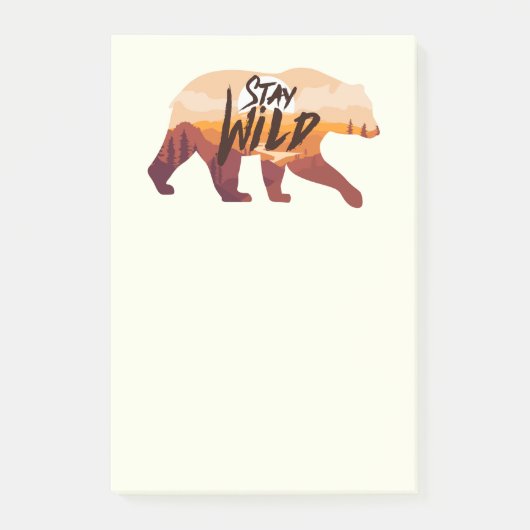 Bleibe Wild Bear Post-it Klebezettel (Vorderseite)
