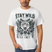 #Bleibe wild, bleibe free Typografy T - Shirt (Vorderseite)