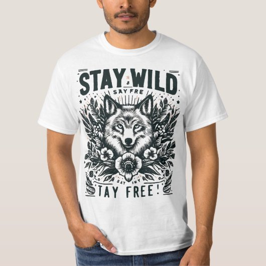 #Bleibe wild, bleibe free Typografy T - Shirt (Vorderseite)