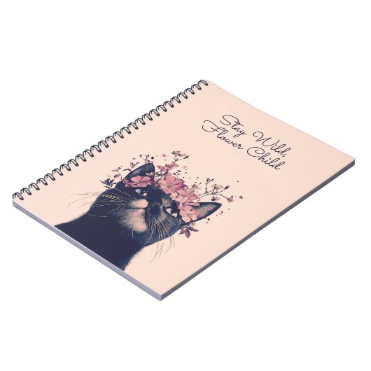 Bleibe Wild, Blume Child Cat BlumengussNotebook Notizblock (Linke Seite)