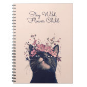 Bleibe Wild, Blume Child Cat BlumengussNotebook Notizblock (Vorderseite)