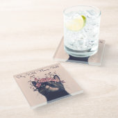 Bleibe Wild, Blume Child Cat Floral Boho Glasuntersetzer (Schrägansicht)