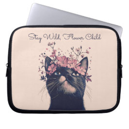 Bleibe Wild, Blume Child Cat Floral Boho Laptopschutzhülle
