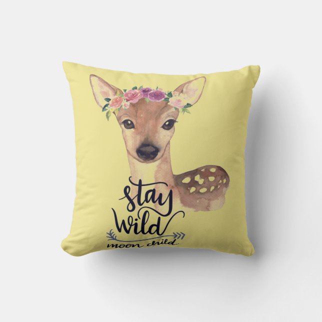Bleibe Wild Boho Fawn Kissen (Vorderseite)