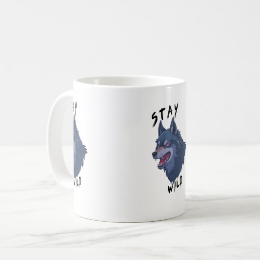 Bleibe Wild Bold Wolf Spirit Kaffeetasse (Vorderseite Links)