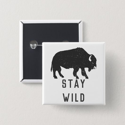 Bleibe Wild Buffalo Silhouette Button (Vorne & Hinten)