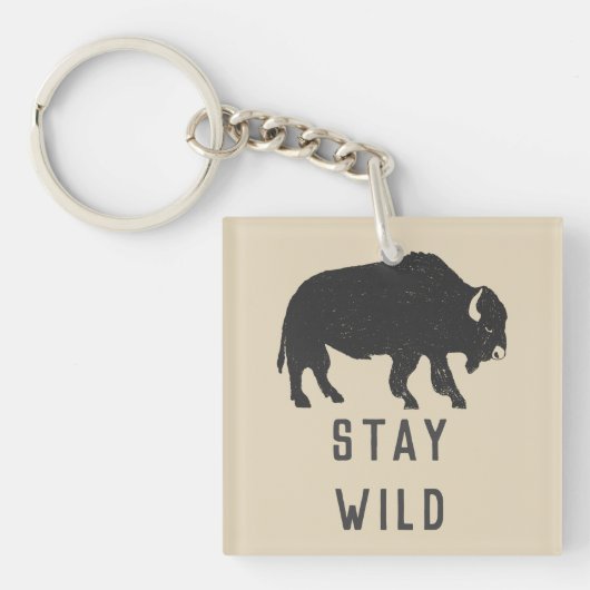 Bleibe Wild Buffalo Silhouette Schlüsselanhänger (Vorderseite)