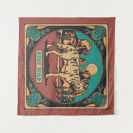 Bleibe Wild Coyote Tapestry Wandteppich (Vorderseite (Horizontal))