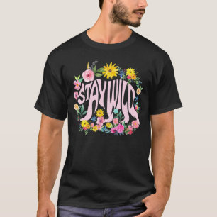 Bleibe Wild Floral California Bär Vintag 70er Vibe T-Shirt