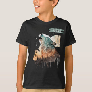 "Bleibe Wild" Howling Wolf Maßgeschneiderte Jungs T-Shirt