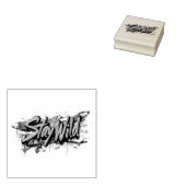 "Bleibe Wild" - lebendiges Textdesign im Graffiti- Gummistempel (Stempel)