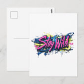 "Bleibe Wild" - lebendiges Textdesign im Graffiti- Postkarte (Vorne/Hinten)
