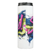"Bleibe Wild" - lebendiges Textdesign im Graffiti- Thermosbecher (Rückseite)