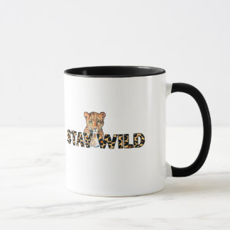Bleibe Wild - Leopard Print mit Cheetah Head Tasse