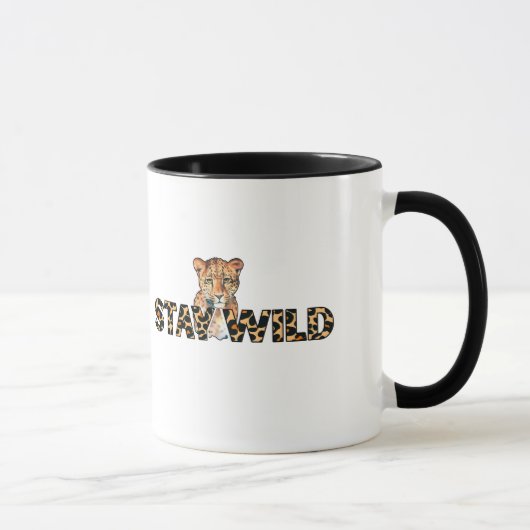 Bleibe Wild - Leopard Print mit Cheetah Head Tasse (Rechts)