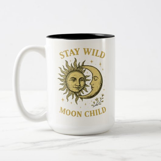 Bleibe Wild Moon Child Art Zweifarbige Tasse (Links)