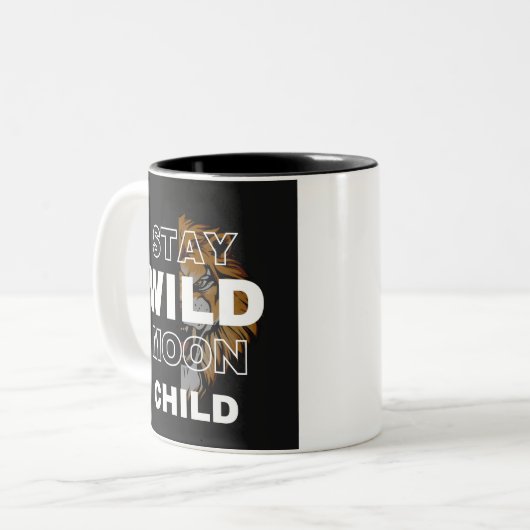 Bleibe Wild Moon Child | Boho Celestial Design Zweifarbige Tasse (Vorderseite Links)