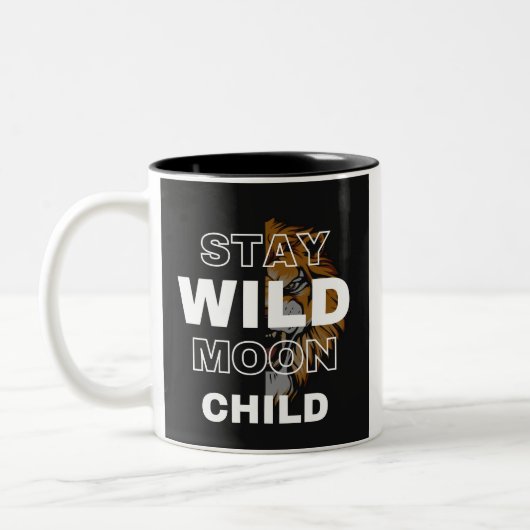 Bleibe Wild Moon Child | Boho Celestial Design Zweifarbige Tasse (Links)