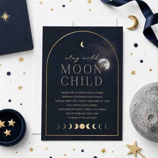Bleibe Wild Moon Child Geburtstag Einladung