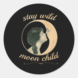 Bleibe Wild Moon Child Küsst den Mond Inspiration Runder Aufkleber